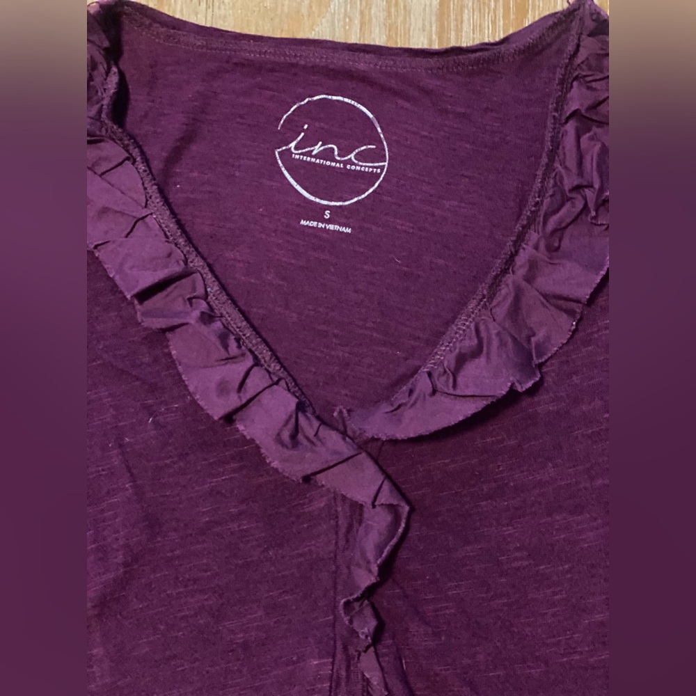 International Concepts Ruffled V-Neck Long-Sleeve Shirt - Picture 2 of 5